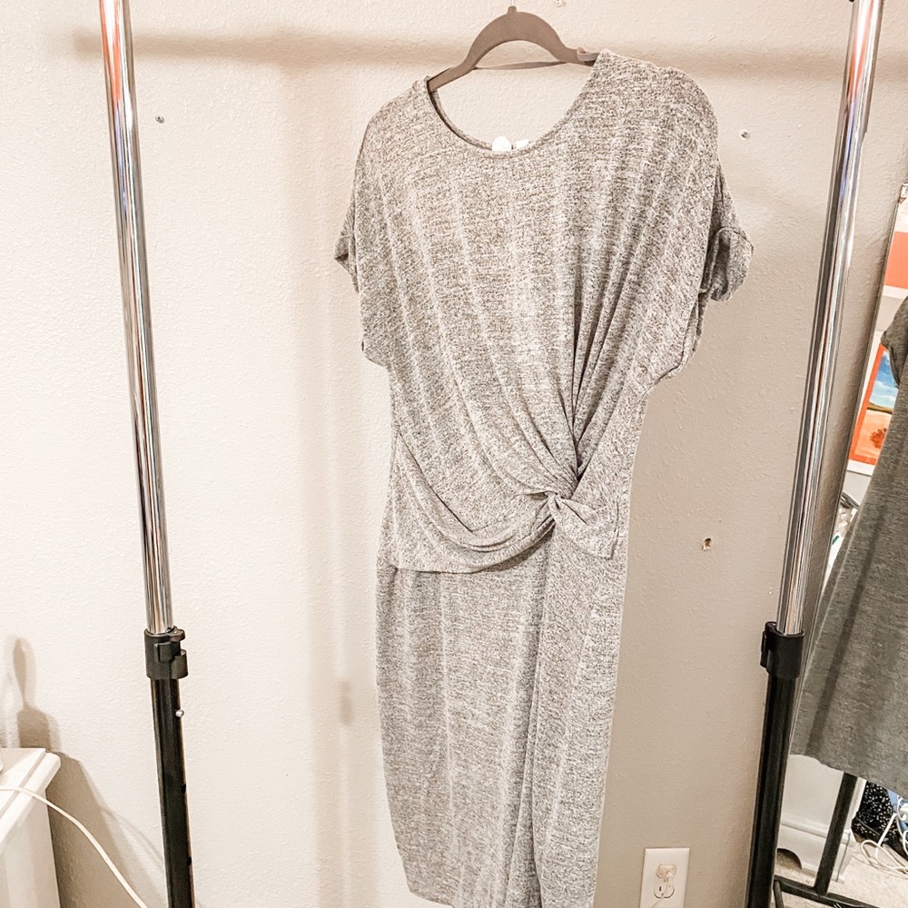 Grey Wrapped Midi Dress